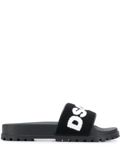 Shop Dsquared2 Logo Sliders In Black