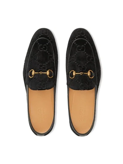 Shop Gucci Jordaan Velvet Loafers In Black ,brown