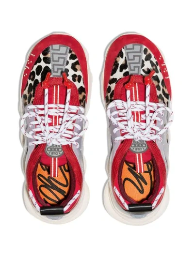 Shop Versace Chain Reaction Multi-textured Sneakers In Red