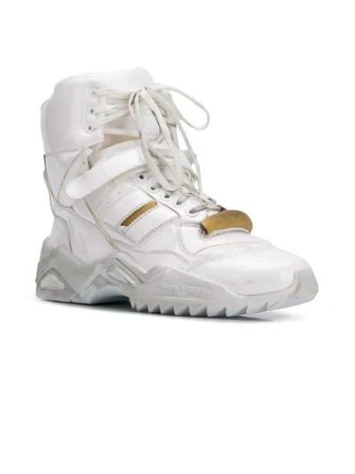 Shop Maison Margiela Lace-up Hi-top Sneakers In T1003 White / White Lini