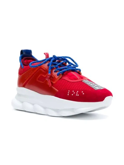 Shop Versace Chain Reaction Sneakers In D65 Rosso Ciliegia