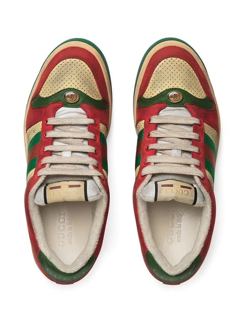 Gucci Virtus Low-top Distressed-leather Trainers In Red | ModeSens