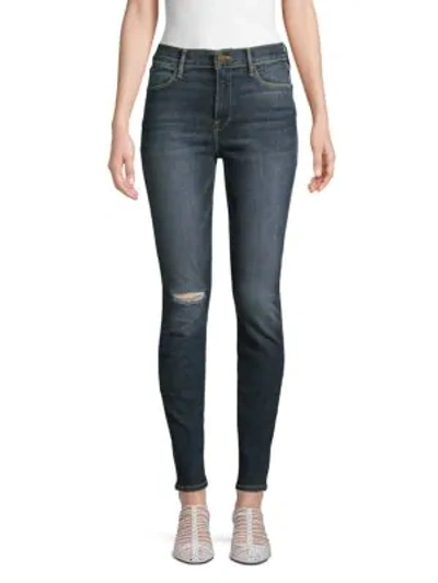 Shop Frame Women's Le High Rise Skinny Jeans In Dark Blue