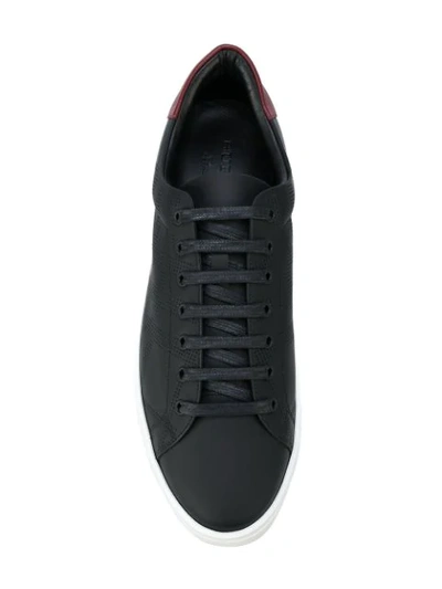 Shop Burberry Perforated Check Leather Sneakers In Black