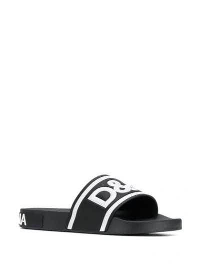 Shop Dolce & Gabbana Logo Slides In Black