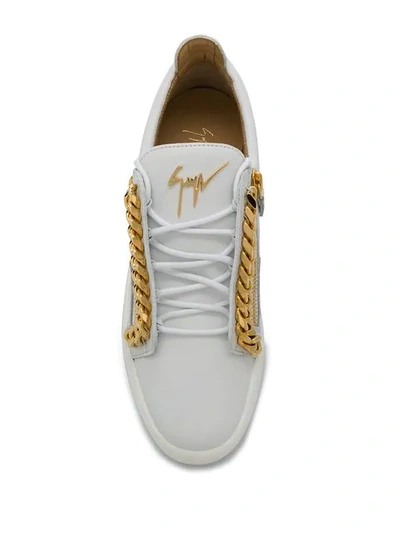 Shop Giuseppe Zanotti Frankie Chain Sneakers In White