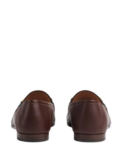 Shop Gucci Web Horsebit Loafers In Brown