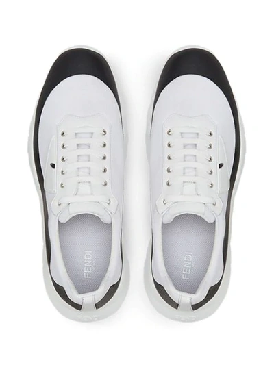 Shop Fendi Two-tone Running Sneakers In F14zl-white+black+ultrawh