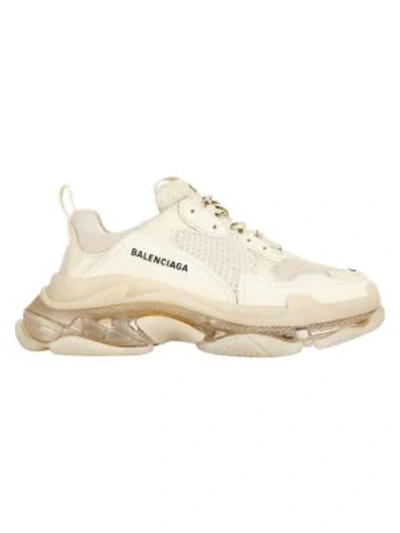 Shop Balenciaga Men's Triple S Clear Sole Sneakers In Beige