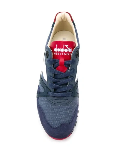 Shop Diadora Logo Embroidered Sneakers In Blue