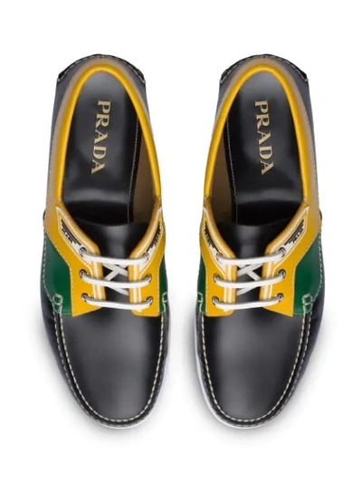 Shop Prada Colour Block Boat Shoes - Black