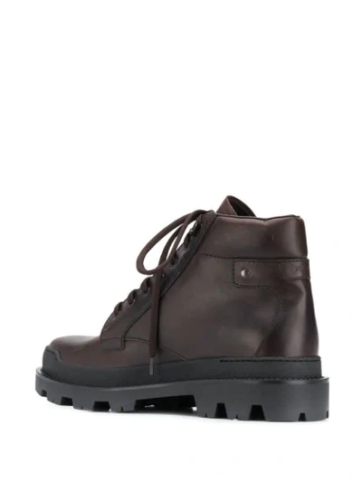Shop Prada Lace-up Ankle Length Boots In Brown