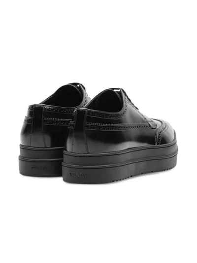 Shop Prada Leather Platform Derby Shoes In Black