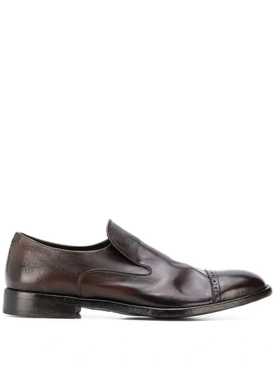 Shop Alberto Fasciani Perforated Loafers In Brown