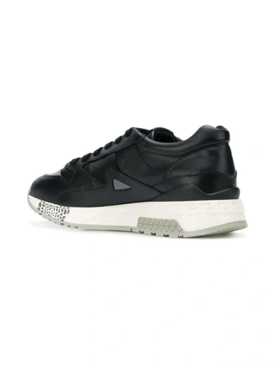 Shop Versace Logo Lace-up Sneakers In Black
