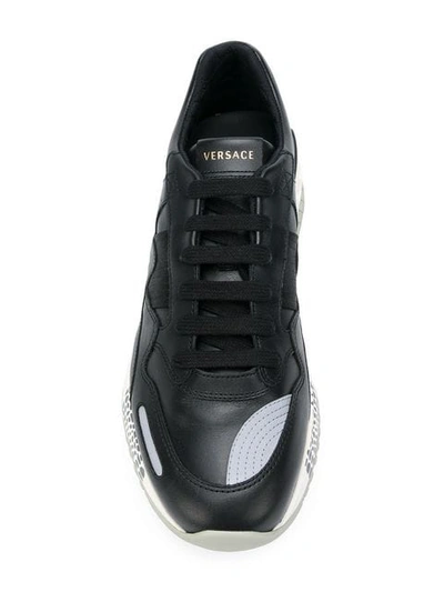 Shop Versace Logo Lace-up Sneakers In Black