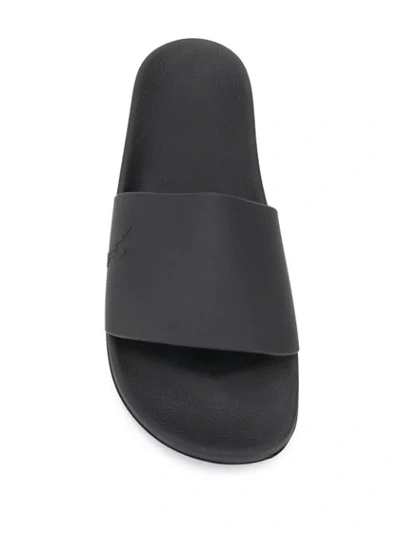 RICK OWENS DRKSHDW LOGO EMBOSSED SLIDES - 黑色