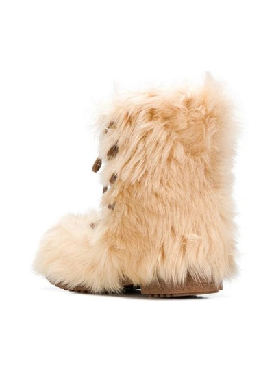 Shop Saint Laurent Furry Boots In Brown