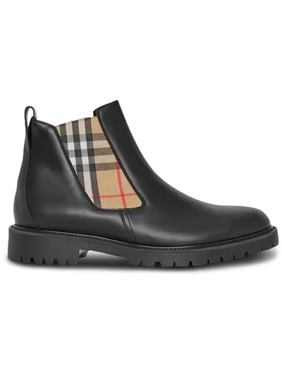 Shop Burberry Vintage Check Chelsea Boots In Black