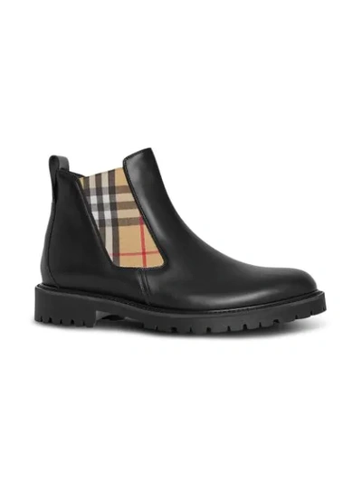 Shop Burberry Vintage Check Chelsea Boots In Black