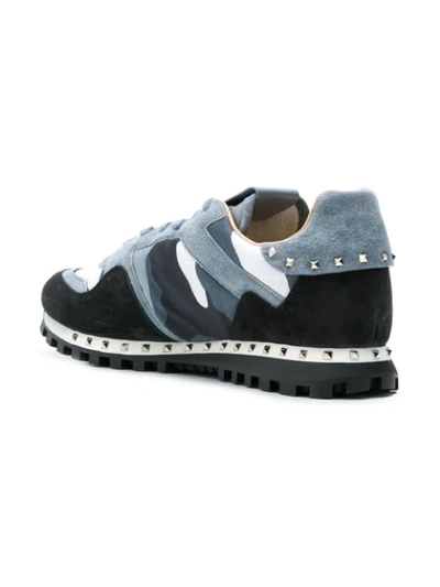 Shop Valentino Camouflage Rockrunner Sneakers In Blue
