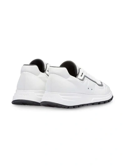 Shop Prada Gabardine Fabric Sneakers In White