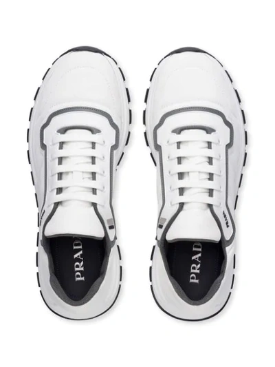 Shop Prada Gabardine Fabric Sneakers In White