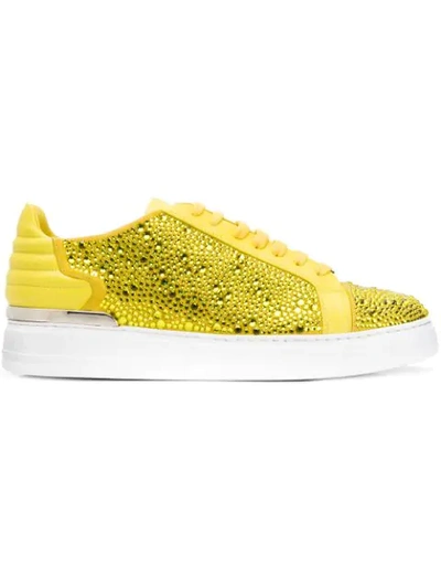 Shop Philipp Plein Sneakers Mit Kristallen In Yellow