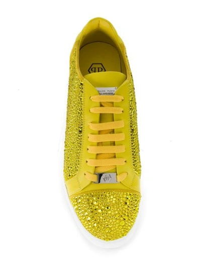 Shop Philipp Plein Sneakers Mit Kristallen In Yellow