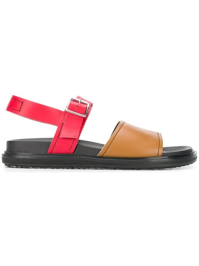 Shop Marni Colour Block Sandals In Brown