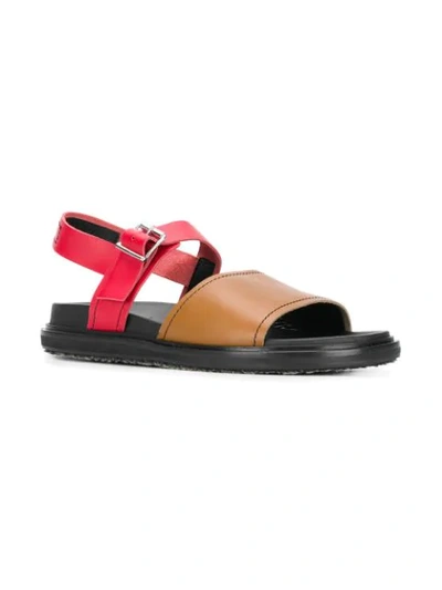 Shop Marni Colour Block Sandals In Brown