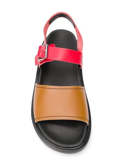 Shop Marni Colour Block Sandals In Brown