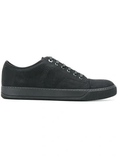Shop Lanvin Perforated Low-top Sneakers In Black