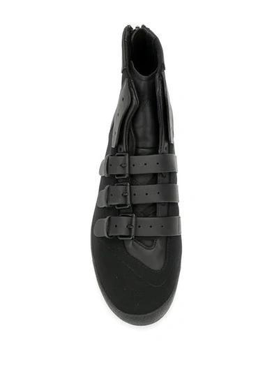 Shop Yohji Yamamoto Buckle Detail Sneakers In Black