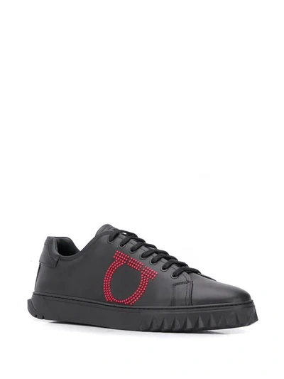 Shop Ferragamo Dotted Gancio Sneakers In Black
