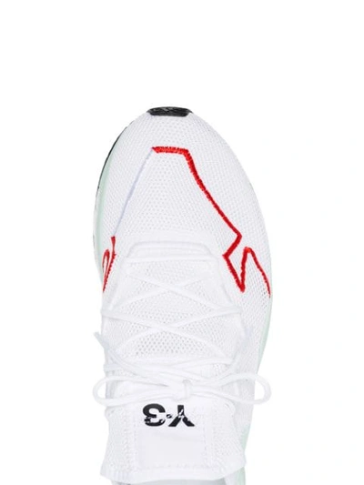 Shop Y-3 Mesh Upper Sneakers - White