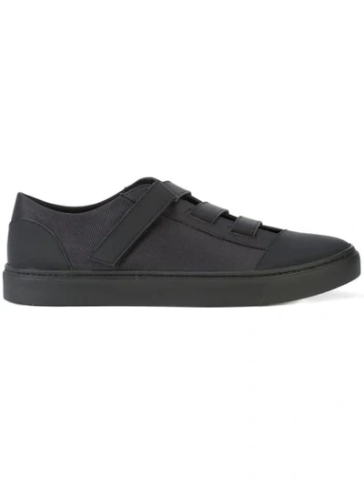 Shop Yohji Yamamoto Strap Sneakers In Black