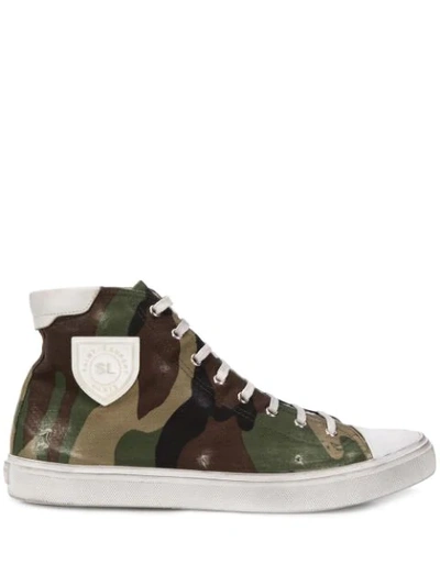 Shop Saint Laurent Bedford Camouflage Sneakers In Green