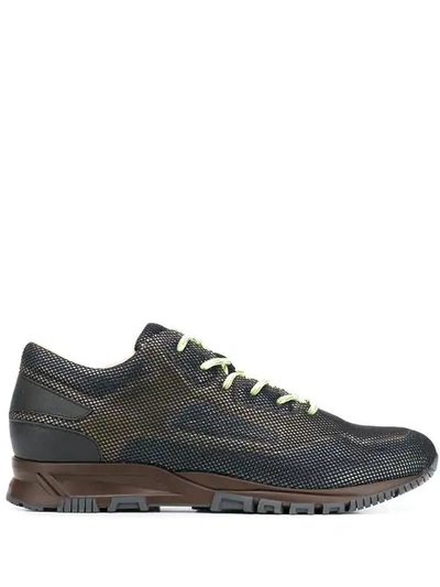 Shop Lanvin Mesh Low Top Sneakers In Black Khaki