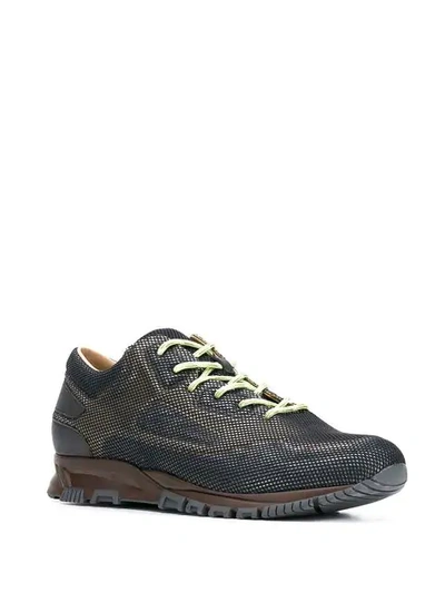 Shop Lanvin Mesh Low Top Sneakers In Black Khaki