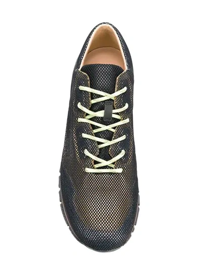 Shop Lanvin Mesh Low Top Sneakers In Black Khaki