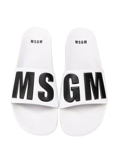 Shop Msgm Branded Slides In White
