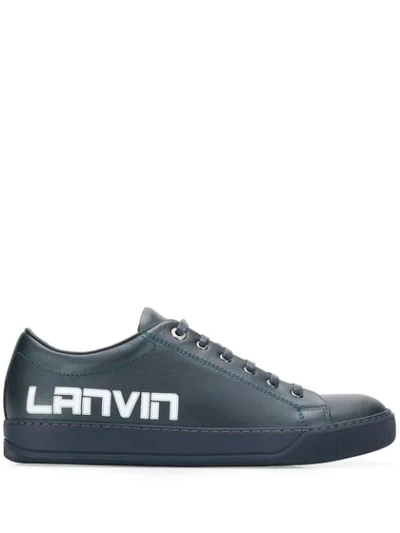 Shop Lanvin Low Top Logo Sneakers In 29 Blue Marine