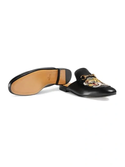 Shop Gucci Princetown Embroidered Slippers In Black