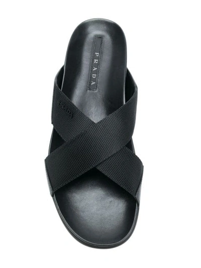 Shop Prada Criss Cross Sandals In Black