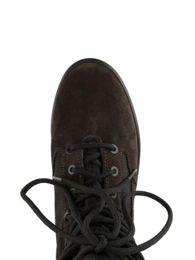 Shop Yeezy Black Lace Up Combat Boots In Brown