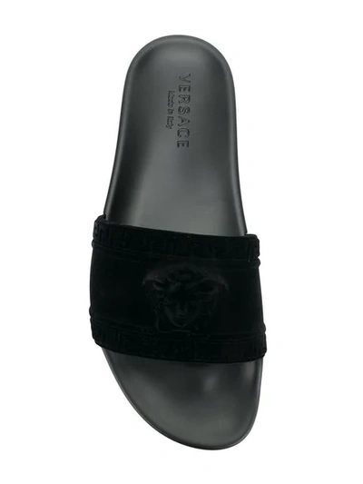 Shop Versace Medusa Slides In Black