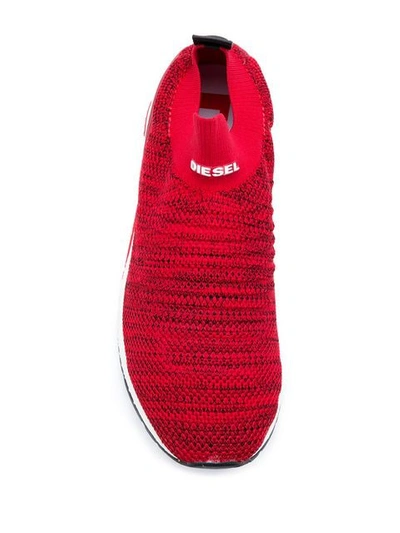 DIESEL 无带针织运动鞋 - 红色