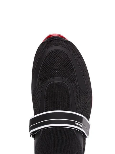 Shop Prada Touch Strap Fastening Sneakers In Black