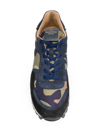 Shop Valentino Camouflage Sneakers In Blue